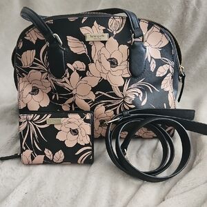 Kate Spade Black and Pink Floral Satchel
